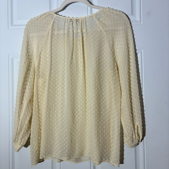 J. Crew Ivory Dotted Swiss Semi-Sheer Long Sleeve Top, Size 6 - Picture 2 of 9